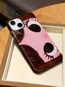 1pc Vintage Wood Grain Leopard Print Star Eyes Design Phone Case, Compatible With Phone 17 Pro Max, 16 Pro Max, 15 Pro Max, 14 Pro Max, 11/12/13/14/15/16 Pro Max Plus, High-End Fashionable And Fun Y2K Style, Elegant Design Suitable For Men And Women, Perfect Gift For Friends And Besties On Holidays, Birthdays, Daily Occasions And Anniversaries - Multicolor - View 4