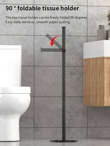 No-Drill Folding Floor Standing Toilet Paper Holder, Non-Slip Base, Independent Vertical Toilet Paper Roll Storage Rack, No Wall Installation Required, Portable Space-Saving, Suitable For Small Bathrooms, Guest Bathrooms And Rental Bathrooms - Multicolor - View 8