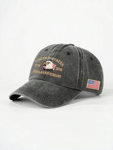 1pc Men's 2026 USA 250th Anniversary Embroidered Baseball Cap Vintage Washed Casual Duck Bill Hat - Multicolor - View 7