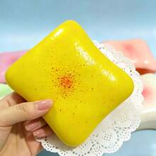1pc Random Color/Soft & Comfortable Toast-Shaped Squeeze Toy, Perfect For Stress Relief, Suitable As Birthday Gift, Holiday Gift, Daily Surprise Gift, Creative Desk Decor And Party Favor. Toast-Shaped Squeeze Toy For Spring And Summer, With Ultra-Soft Butter Toast Texture, Helps You Relax Your Mind And Body. Stress Relief Squeeze Toy, Pink Version Suitable For Birthday, Holiday Gift, Daily Surprise Gift, Also As Creative Desk Decor And Party Favor, Perfectly Fits Spring And Summer. - Multicolor - View 5
