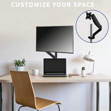Universal Full Motion Pneumatic Monitor Pole Mount For 17-32 Inch Screens, Adjustable VESA Desk Stand, Black - B - View 2