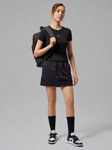 Jordan Women's AS W J FLT SS TMID WINGS Short Sleeve Knit Collarless T-Shirt TIV5348-010 - Black - View 6