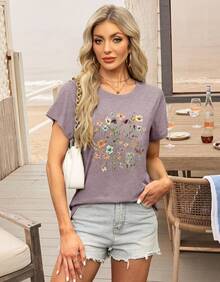 Women T-Shirts - 紫色 - 查看 2