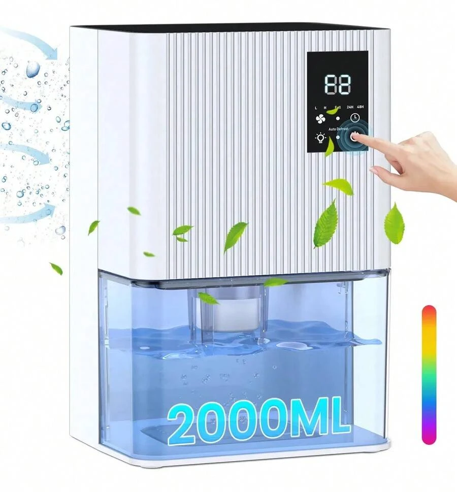 Deshumidificadores Domesticos Eléctrico 2l Yqalley Con Auto Descongelación,deshumidificación De 800 Ml/día,para Oficinas, Dormitorios, Baños, Armarios Y Otros Lugares - Blanco - Ver 1