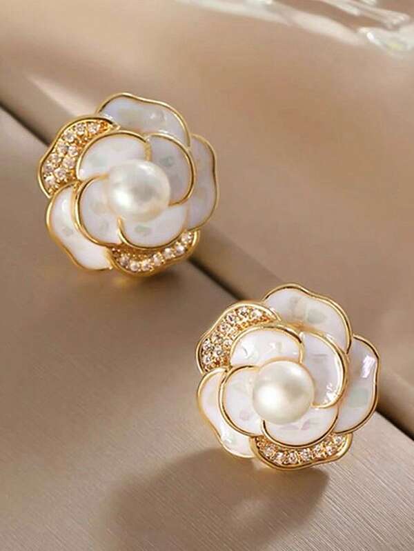 1 Pair Elegant Cubic Zirconia Stud Earrings For Teens, Suitable For Daily Wear, Party Jewelry Or Birthday Gift