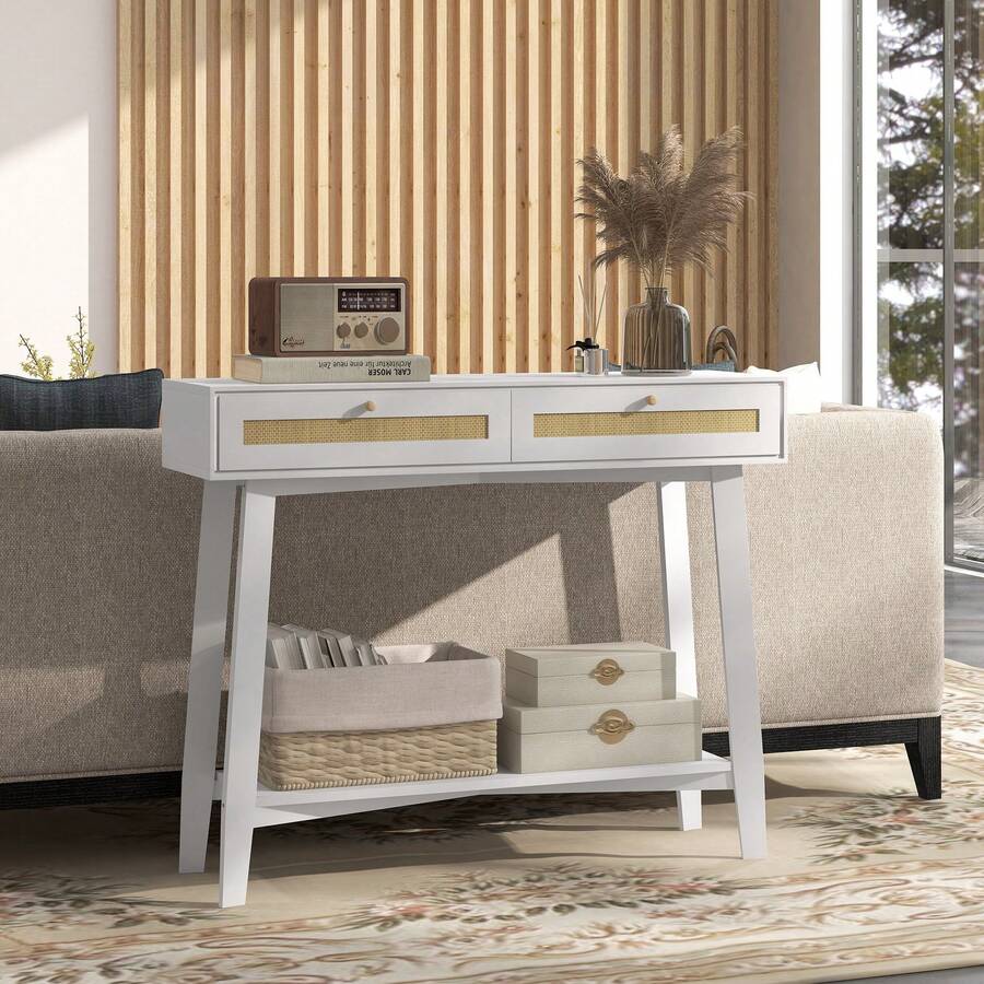 HOMCOM Mesa de banco - Blanco - Ver 1