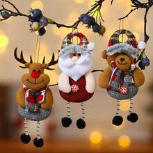 Elderly Man + Snowman + Reindeer + Bear 4 Styles Christmas Decoration Items Elderly Man Small Hanging Ornament Christmas Tree Accessory Fabric Small Hanging Decor - Plush Keychain - View 5