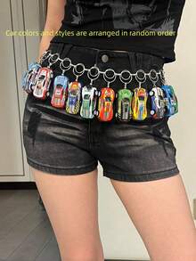1pc Handmade Nylon Patchwork Racing Car Model Needle Buckle Belt, Casual Streetwear Y2K Punk Chic Style, Color Order Random, Fits Well With Jeans, Pants, Skirts, Versatile For Couples Summer, School Fall, Autumn, Halloween - Multicolor - View 11