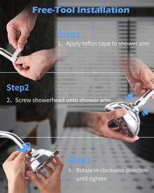 High Pressure Shower Head VMASSTONE 4.7" Rain Fixed Showerhead 7-Spray Setting With Adjustable Brass Swivel Ball Joint - Excellent Replacement - ColorB - View 5