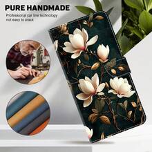 GLANDOTU Vintage Oil Painting Style Magnolia Pattern PU Leather Phone Wallet Case, With Card Slots, Lanyard And Flip Cover Stand, Compatible With Multiple Phone Brands And Models - Multicolor - View 6