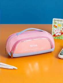 Large Capacity Pencil Case, Beautiful And Practical, Office Stationery Storage Bag, Simple And Durable, Multi-Functional Design, , First Day Of School - Multicolor - View 10