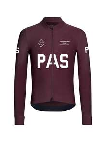 PAS CYCLING （修身款）男女通用骑行服，透气速干立领长袖骑行上衣，适合山地车和公路车，防紫外线设计，配有3个口袋和1个拉链口袋，PAS字母印花长袖骑行服，性能卓越，穿着舒适。 - 紅色 - 查看 2