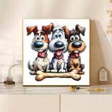 1PC | 5D DIY Diamond Painting | Puppy And Bone Pattern Diamond Painting Kit, Round Full Drill Mosaic Craft Set, High Definition Art Diamond Painting, Focus And Relax Through DIY, Suitable For Living Room, Bedroom, Office Wall Decoration, Surprise Holiday Home Decor Gift For Family And Friends, Unframed - round diamond - View 2