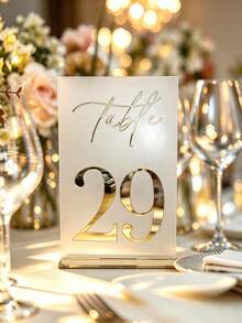 Gold Acrylic Mirror Number Table Signs, 12*18CM Wedding Table Numbers With Stands - Multicolor - View 55