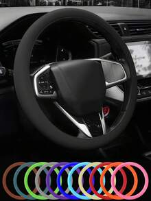 1 buah Sarung Setir Silikon, Bahan Silikon Lembut, Pas Sangat Tipis, Tekstur Anti Selip, Ukuran Universal 360mm, Sarung Setir Mobil - Kotak Pelindung - View 1