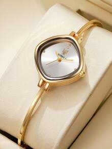 Bestselling Niche Diamond Thin Strap Watch For Women, Multi-Color Gradient Sunburst Small Dial Delicate Bracelet Watch, Light Luxury Minimalist Commuter Versatile Quartz Wristwatch, Gift - Gold - View 10