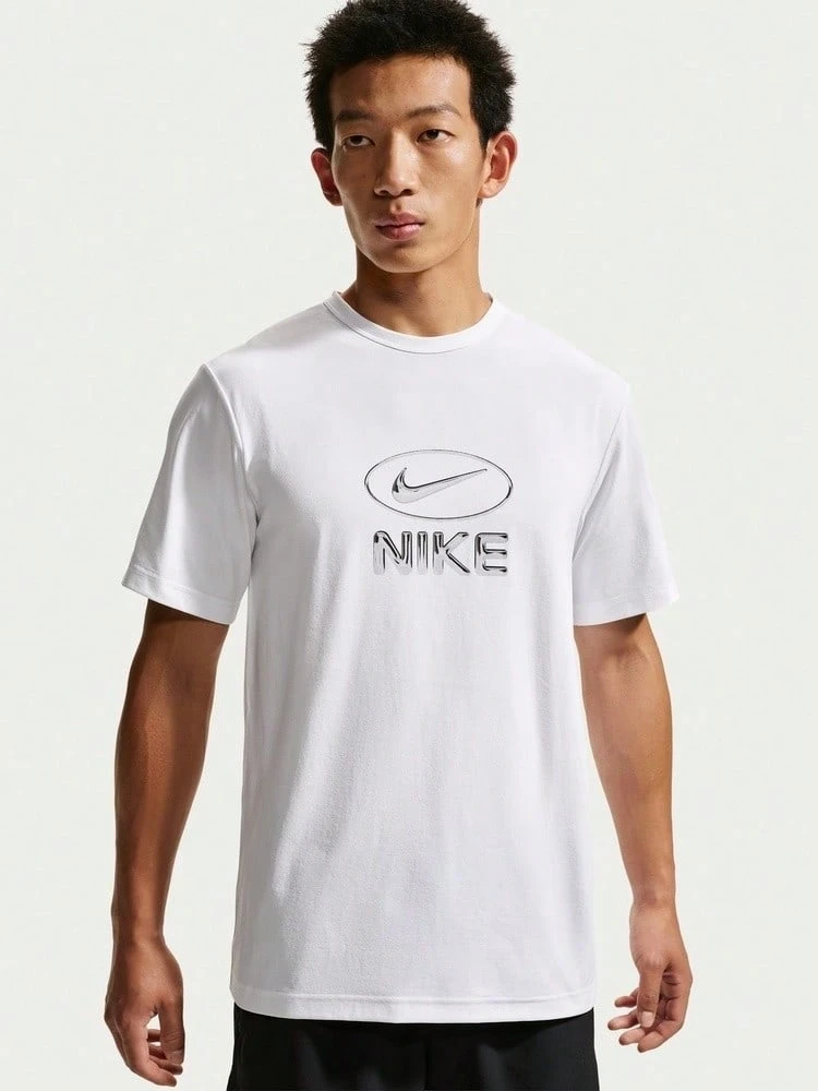 Nike Men's AS M NK DF UV HYVERSE TOP FLD Short Sleeve Knit Collarless T-Shirt TIM3596-100 - White - View 1