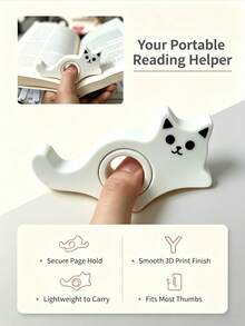 Thumb Cat Page Turner, Cute Cat Book Page Holder Thumb Bookmark, One-Handed Reading Aid Book Press, Portable Reading Accessory, Suitable For Book Lovers; Gift For Bookworms And Cat Lovers, 3D Printed Reading Book Stand - A - View 3