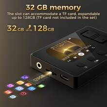 Diofox 32GB 兒童 Hi-Fi MP3 播放器，搭載藍牙 5.3、2.4 吋彩色觸控螢幕數位音樂播放器，內建 FM 收音機、電子書與錄音功能，記憶卡最高可擴充至 128GB，黑色 - 查看 8