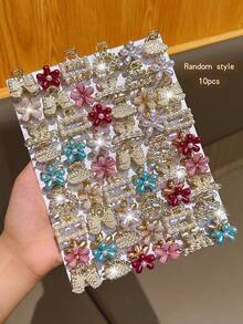 10pcs Random Style Colorful Daily Hair Claw Clips For Loose Hair Decoration - Multicolor - View 2