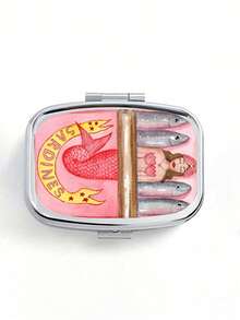 Stupell Funny Sardine Square Pill Box, Made Of High-Quality Materials, Moisture-Proof And Portable, Perfect Gift For Parents' Intimate Travel, Portable Pill Storage, Mini Metal Storage Box, Portable Jewelry And Pill Box, Travel Pill Box, Weekly Pill Organizer, Daily Medications And Vitamins, Essential For Doctors And Nurses, Emergency Needs, Travel, Hiking Emergency Rescue, Personalized Creative Gift, With Cartoon Sardine, Mermaid And Unique Gift - Multicolor - View 14