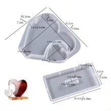 Silicone Mold Set For Epoxy Resin And Fragrance Plaster: Large Heart, Small Heart Combination Pendant, Photo Frame Decor - Heart-shaped Mold - View 2