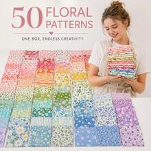 50pcs Set, Exquisite Floral Fabric Bundle, Includes 50 Different Colors And Patterns, Pre-Cut Multi-Purpose Fabric, Suitable For Sewing, DIY Crafts, Doll Making, Quilting, Embroidery, Bedding And More, Ideal Choice For Sewing Enthusiasts, 12.7*12.7cm - Variant - View 1