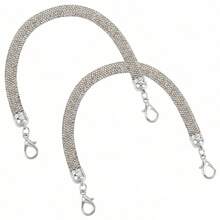 2pcs/Set 11.8 Inch Short Rhinestone Handbag Strap Replacement Chain, Shiny Glitter DIY Purse Accessories - Multicolor - View 9