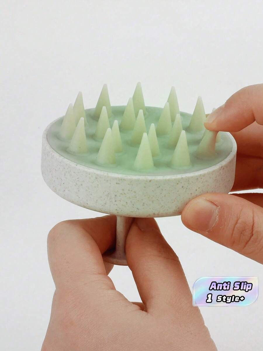 1 Peça Escova de Massagem de Couro Cabeludo de Silicone, Pente de Massagem para Lavar Cabelo com Cerdas Macias, Uso Úmido & Seco, Ferramenta de Cuidados com o Cabelo Unissex - Multicolorido - Visão 1