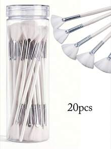 JINSHEE Professional Skincare Brushes, 20pcs Multi-Function Mini Fan-Shaped Mask Brushes With Storage Bucket, Suitable For Mask/SPA/Essence, Gentle Exfoliating SPA Brush, Suitable For Home And Beauty Salon Skincare, Reusable Beauty Tool - White - View 8