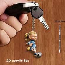 1pc 2D Acrylic Creative Cute Football Peripheral Car Keychain Pendant/Backpack Charm/Event Gift - Soccer Accessories - View 1