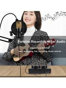 YAIUZGOO V8 音效卡音訊介面 直播 KTV 轉接器 支援雙手機直播 KTV 語音聊天 外接音效卡適用於手機與電腦 - 黑8聲卡UP - 查看 9