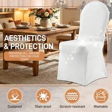 Froadp Chair Covers Universal Stretch Chair Cover White Chair Covers Ribbon Chair Covers With Bow For Parties, Weddings And Celebrations, White - White - View 5