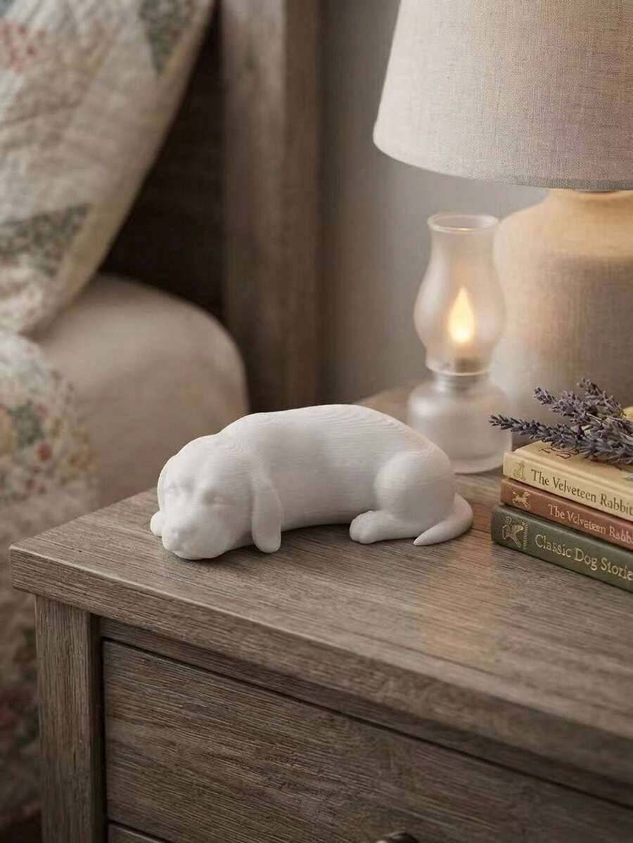1pc Healing Sleeping Puppy Minimalist Quiet Sculpture Desktop Decor Ornament, Soft Texture Home Office Desktop Soft Decoration, Atmospheric Art Craft, Thoughtful Highly Attractive Niche Exquisite Holiday Gift Choice