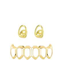 1 Set Double Hollow Combination Full Hollow Sharp Teeth Costume Accessory Set, Party Daily Funny Decoration Cosplay Prop, Unisex - Multicolor - View 8
