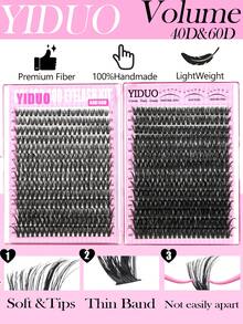 YIDUO 560pcs D-Curl Voluminous 8-18mm False Eyelashes, 40D And 60D Eyelash Clusters, Eyelash Extensions, High-Capacity Fluffy Classic Dense Eyelashes, Suitable For Daily, Wedding, Party, Cosplay Makeup, Ideal For Home DIY Use - D - View 4