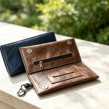 1PC Creative New 2-Layer PU Leather Tobacco Pouch, Smoking Accessories Storage Bag, Creative Wallet, Portable Tobacco Bag, Multiple Colors Available, Perfect Gift For Boyfriend! - Button-down Style - View 6