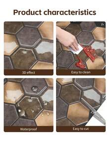 WalDecoo 1/5/10/20 Sheets,11.4"X9", Peel And Stick Hexagon Backsplash Tile, Retro Bronze Mixed Metal Texture, Glossy Heat & Moisture Resistant Low VOC Self Adhesive Wall Tile, Renter Friendly For Kitchen Bathroom - Bronze Hexagonal - View 4