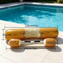 4pcs Wood Grain Inflatable Battle Game Sticks, Adult Water Combat Floating Raft, Pool Interactive Hitting Toy, Water Floating Seat Ring, Inflatable Water Play Toy - Ginger - View 3