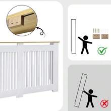 UNHO Radiator Cover 83cm High Modern Grill Cabinet MDF Vertical Slat Wooden & White S/M/L - L - 152x20x83cm - View 6