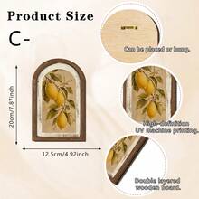 1/4pcs Arched Wooden Sign Rustic Style Wooden Yellow Lemon Art Desktop Decor Wall Hanging Ornament, Suitable For Kitchen Dining Room Farmhouse Home Vintage Kitchen Decoration - Lemon - View 14
