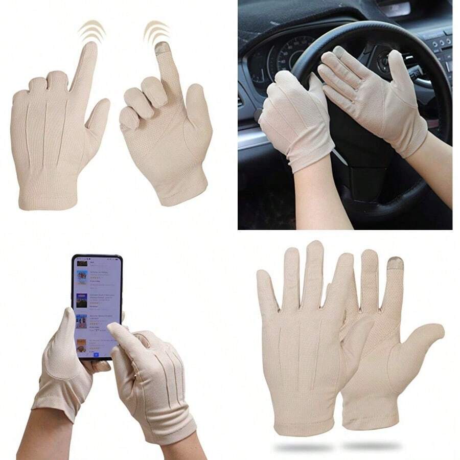 Bienvenu Driving Gloves For Men, Non Slip Touchscreen, Summer Sun Protection Gloves - Khaki - View 1