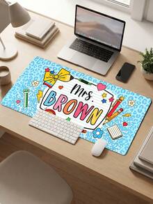 1pc Custom Leopard Print Teacher Name Large Desk Mouse Pad, Personalized School Supply Doodle Non Slip Extended Mat, Back To School,Office Desk Decor,Computer Desk Accessories,Teacher Gift,Retro Checkered Large Desk Pad,Teacher Appreciation Gift - Multicolor - View 7