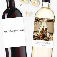 UNICCUT 20/40pcs Customized Printed Photo & Text Wedding Wine Bottle Stickers, Personalized Design Birthday Party Stickers, Invitation Card Wine Labels - Multicolor - View 4
