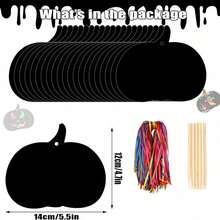 Halloween Scratch Art, Autumn Pumpkin Rainbow Scratch Paper, Magic Scratch-Off Decoration, Suitable For Classroom Activities, Thanksgiving Autumn Party Decor, Gift Favors - Multicolor - View 2