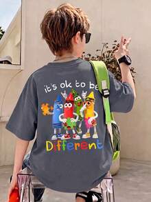 1pc Girls Big Tween Girl Artistic Style Layered Fish Print Top, Beige Background, Casual Comfortable Retro Versatile Children's Clothing - Dark Grey - View 8
