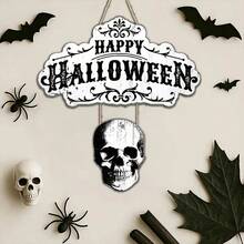Enfeite Decorativo Suspenso de Halloween, Placa de Porta Vintage, Decoração de Parede Interna/Externa para Casa - A - Visão 4