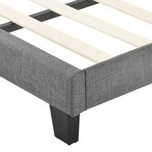Modern Bed Frame With Linen Grey Cover - 90x200cm - 灰色 - 查看 9