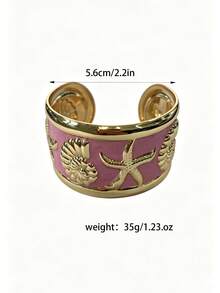 1pc Fashionable Creative Versatile Beach Vacation Niche Design Enamel Starfish & Seashell Bracelet Suitable For Women's Daily Wear - Pink - View 7