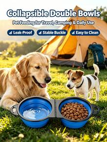 Portable Silicone Dog Bowl, Collapsible Pet Food & Water Dish For Travel, Camping, Hiking, Outdoor Adventures - Blue - View 9